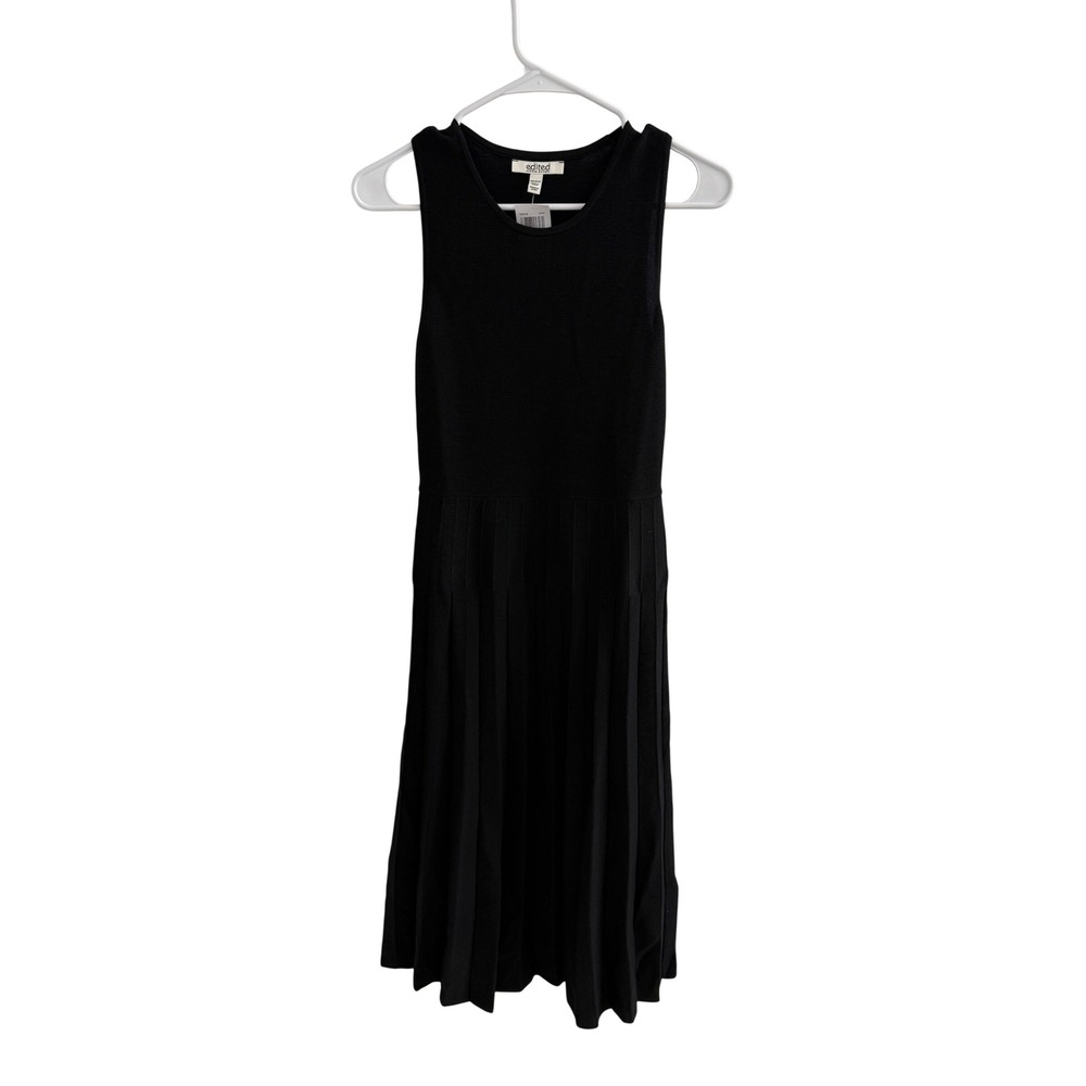 Edited by Remi Bader Black Sleeveless Pleated Knit Midi Dress XS NEW $149